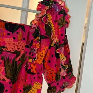 Farm Rio Pop Leopards Cotton Blouse - size XS